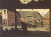 Cornelis van Dalem Farmyard with a Beggar (mk05) oil on canvas